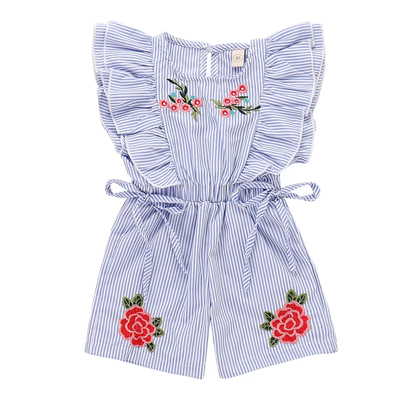 

2019 New Summer Baby Girl Embroidery Floral Newborn Sleeveless Bodysuit Playsuits Cotton Infant Casual Clothes