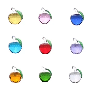 

60mm 7 Color Cut Crystal Apple Paperweight Glass Paperweight Fruit Crafts Gifts Art&Collection Souvenir Home Wedding Decoration
