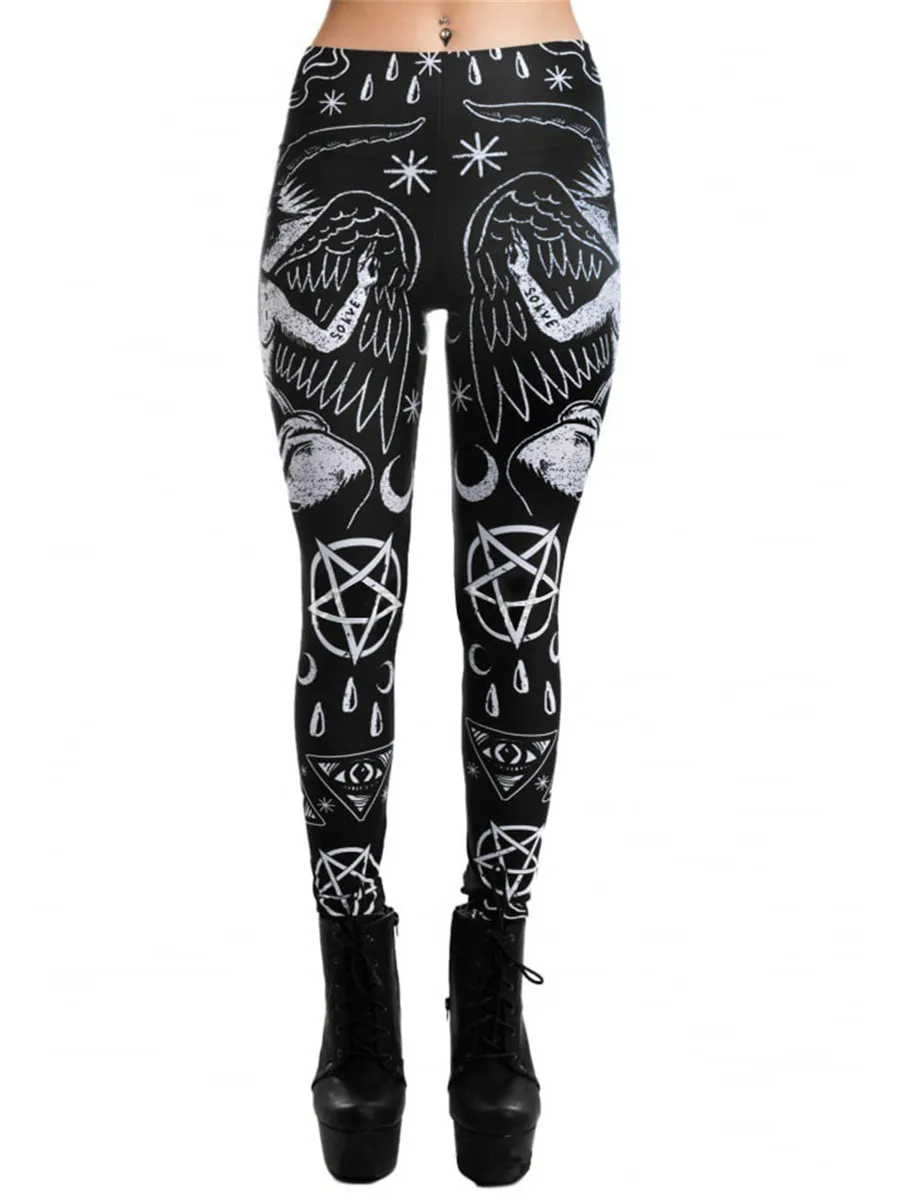 

Gothic Printing Women Leggings 3D Digital Print Elasticity Slim Plus Size Pants 2019 New Casual Legging Female