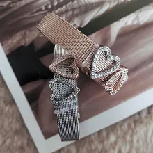 Somsoar ювелирные изделия из нержавеющей стали Фантастический сетчатый Браслет с 2 шт горкой талисманы на День святого Валентина женщина лучший подарок