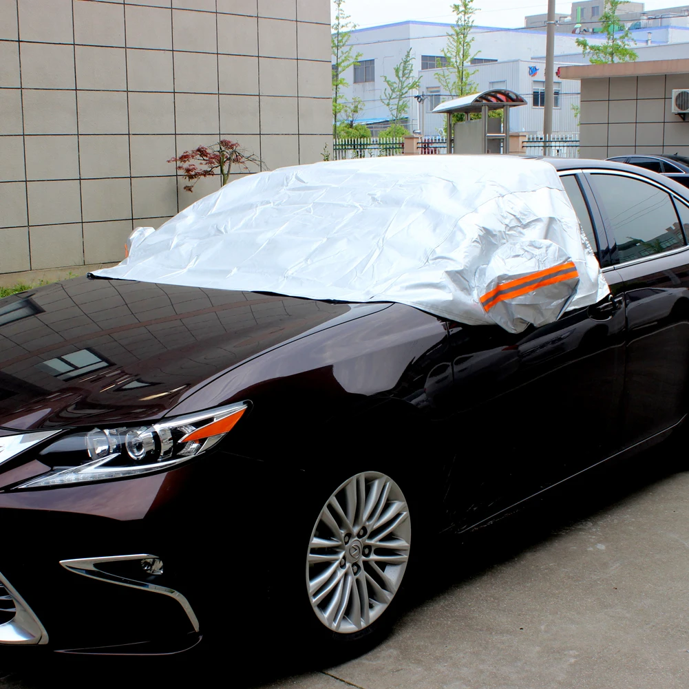 

Encell Car Accessories Car Cover Silver Sun & UV Protection Half Auto Cover Rain Snow Ice Waterproof Protection Cover