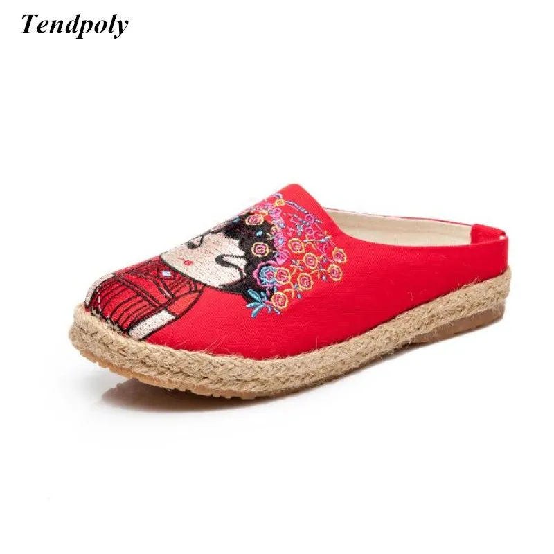 Spring and Autumn new Chinese national wind cloth shoes retro embroidery casual shoes selling flax asakuchi women's single shoes