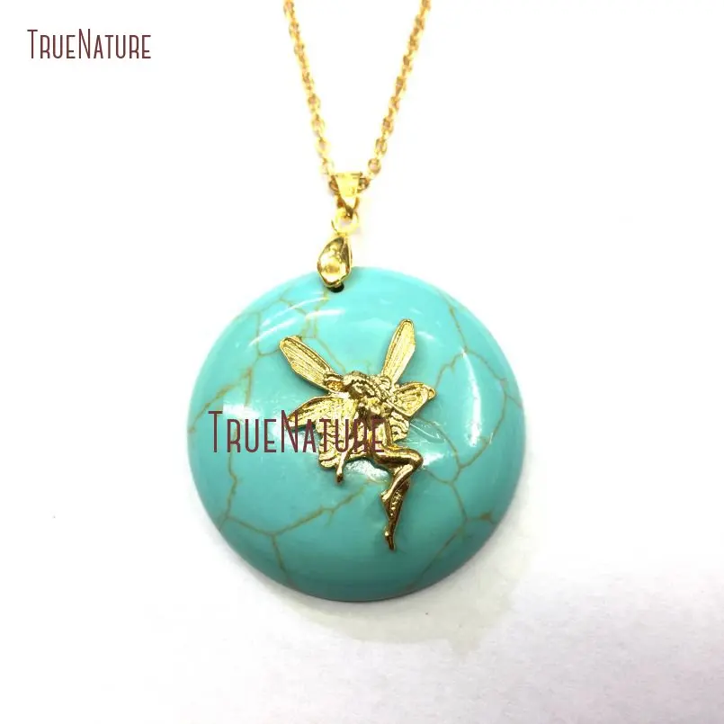 20180131-NM10421- Synthetic Turquoise Necklace Gold Plated  Round Shape Necklace_1