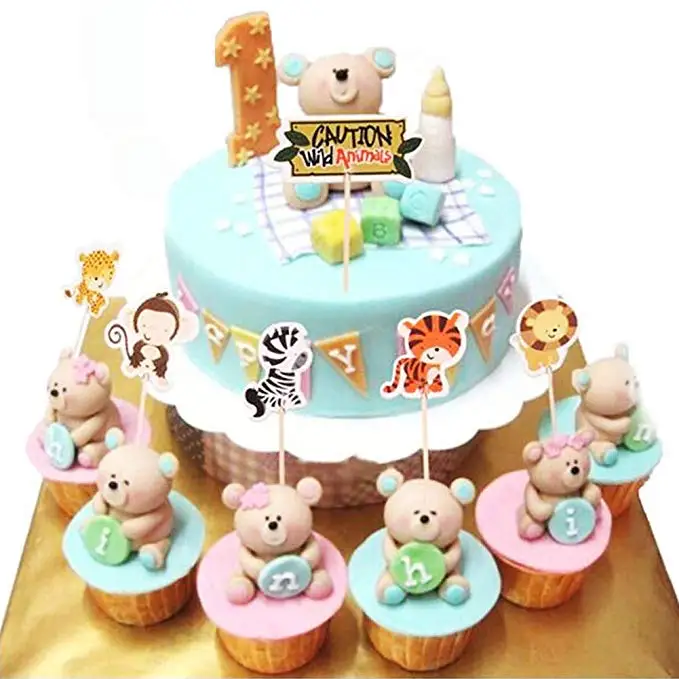 Happy Birthday Banner Animal Lion Cake Topper Kid Birthday Party Ocean Wild Animal Jungle Party Supplies Children's Day Gifts