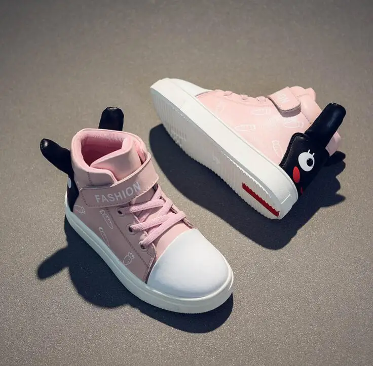 

2019 spring new high-top kids sneakers Older children casual sports shoes PU leather waterproof girls student outdoor shoe 26-38