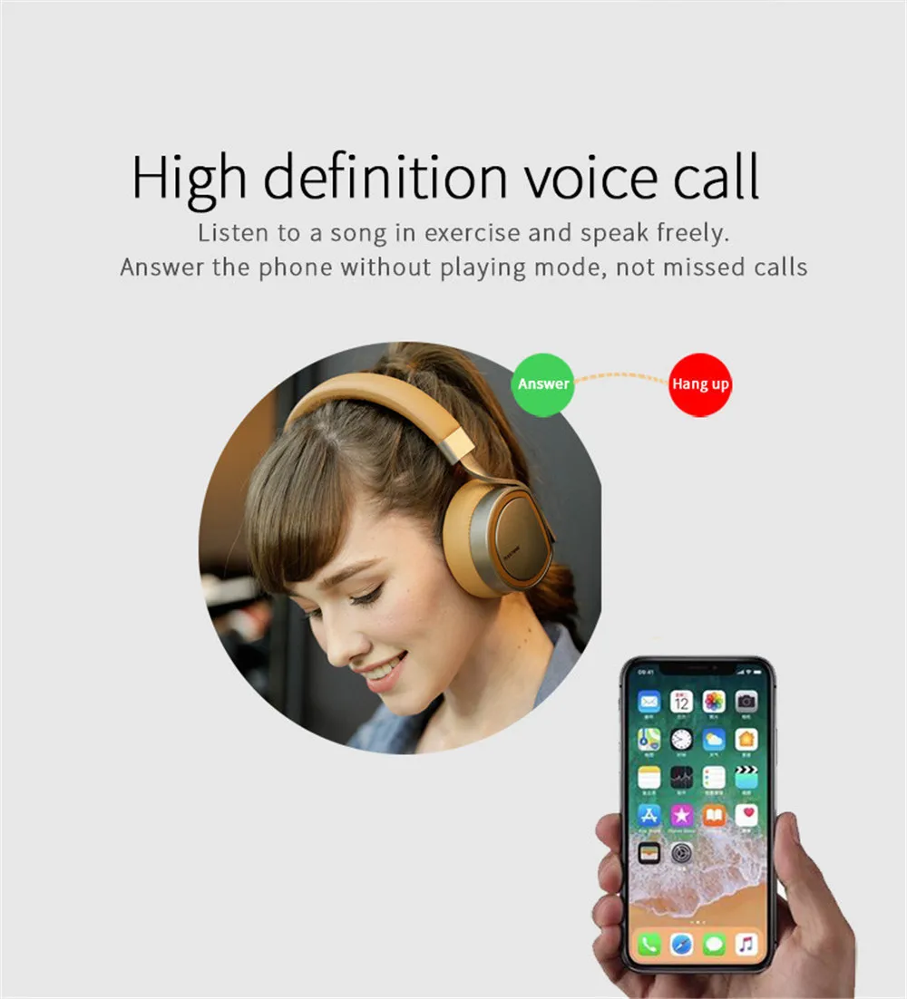 Wireless Headphone CSR Chip Bluetooth Hi-Fi Stereo Headphone with Mic for iphone Samsung Xiaomi huawei