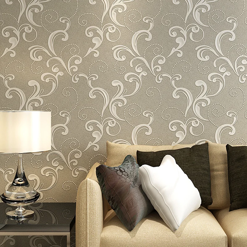 High quality 0.53m*10m Modern Luxury 3d wallpaper roll mural papel de parede flocking for