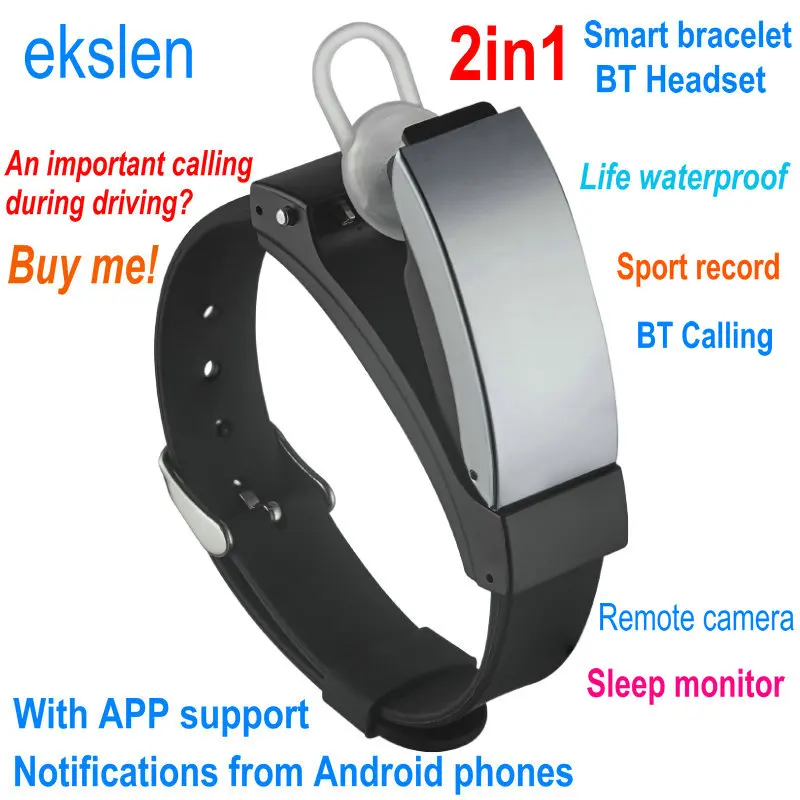 Умный браслет ekslen K2 Talkband 2 в 1 Bluetooth гарнитура для телефона Android фитнес трекер вызов