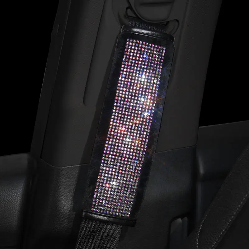 Роскошные Кристальные Красочные Стразы Чехлы рулевого колеса автомобиля женские Стразы покрытые автомобилем аксессуары для рулевого колеса - Название цвета: seat belt cover 1pc