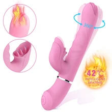 Heating Rotation G Spot Vibrator Tongue Lick Clitoral Stimulator Dual Vibration Silicone Dildo Vibrator Sex Toys For Women