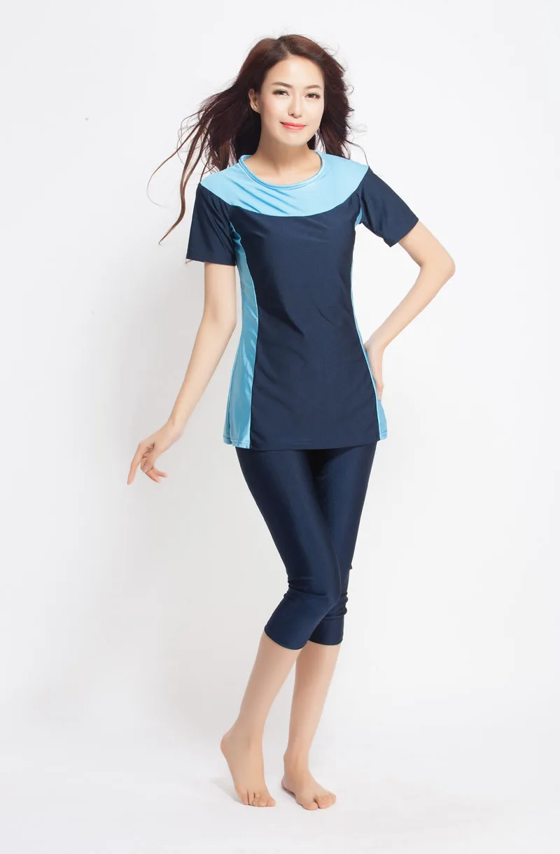 XS 3XL женский Мусульманский купальник с коротким рукавом скромный консервативный