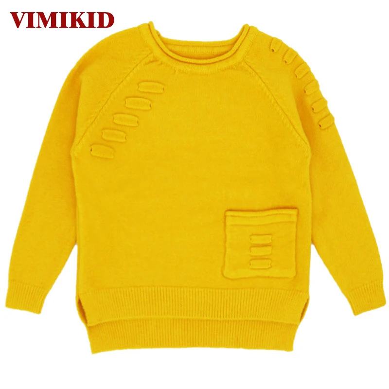 VIMIKID/зимний Кардиган для маленьких девочек; свитер с длинными рукавами; однотонный топ; теплый свитер для девочек; хлопковый плотный свитер для детей; k1 k2
