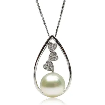 

Free Shipping AAA 10.1mm Round White Genuine South Sea Pearl Drop Pendant 925 Sterling Silver