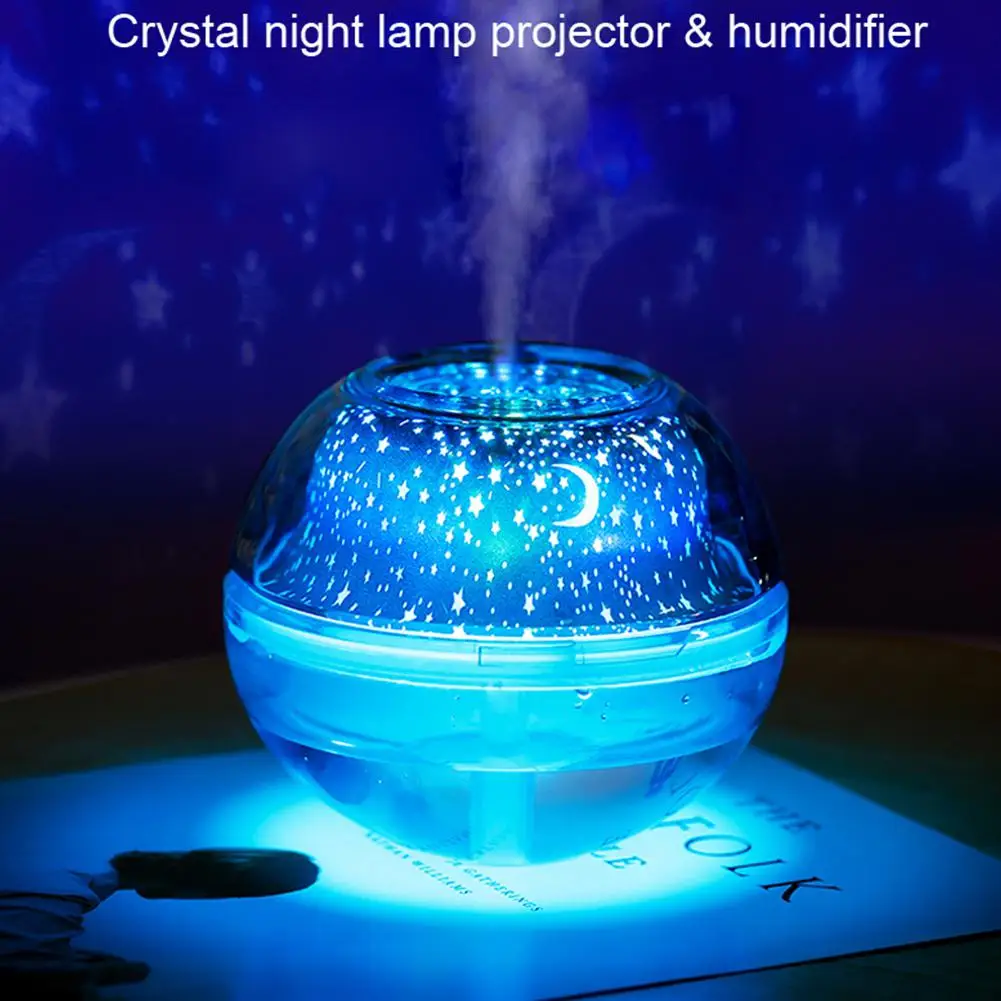 450 мл USB кристалл ночной Светильник увлажнитель воздуха с красочными светодиодный свет супер беззвучный арома-распылитель для дома тумана