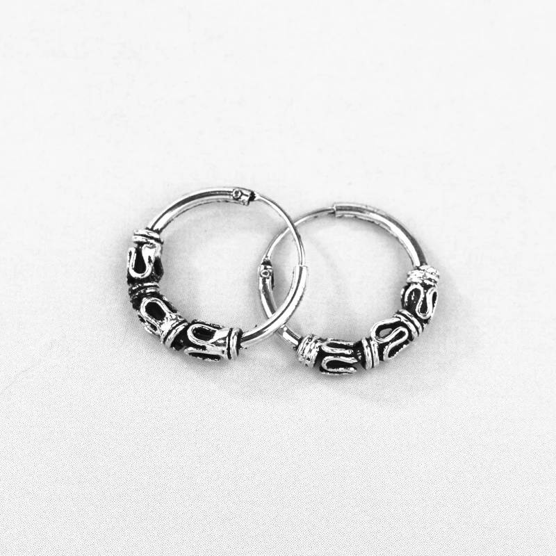 GEOMEE 1Pair 15mm Vintage Small Hoop Earrings Women Ear Jewelry European Tribal Circle Earrings Handmade Argola Brincos E29-M29 - Image 2