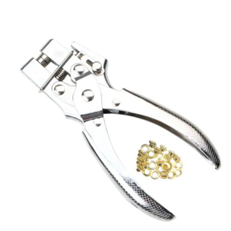 

Leather Paper Plastic Packaging Hole Eyelet Punching Pliers W/100 Eyelets Button