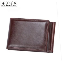 XB Модные мужские деловые короткие кошельки из натуральной кожи, Винтажный Мужской тонкий кошелек, повседневные Зажимы для денег, клатч, кошелек
