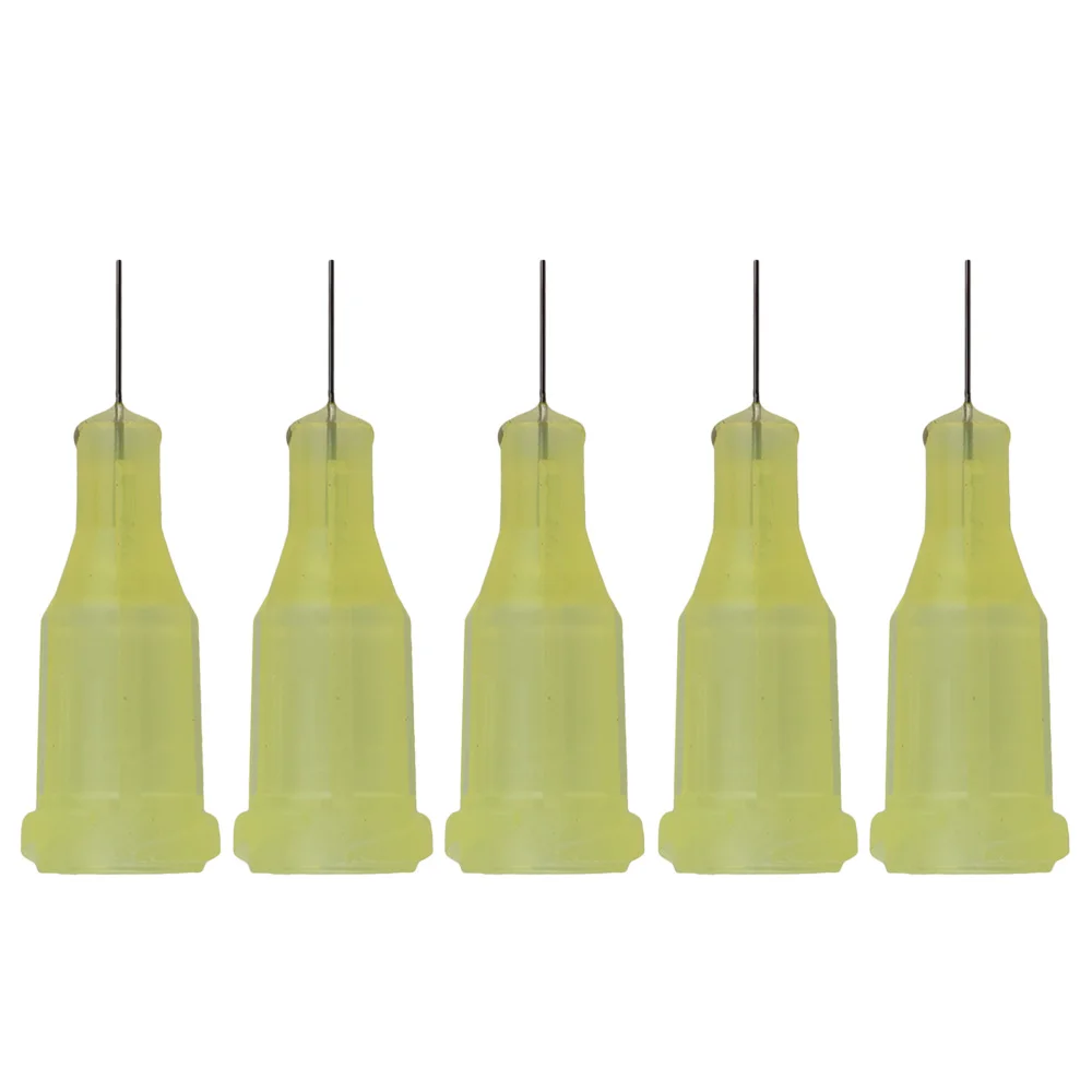 

100pcs Yellow Spiral Connector Dispenser 32Ga 1/4 inch Steel Blunt Needle Tips