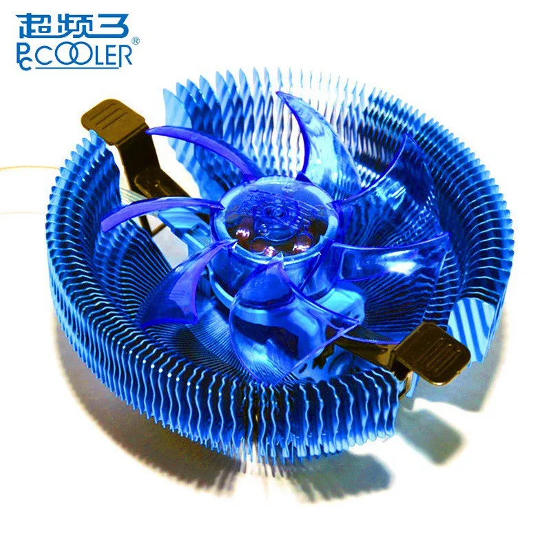 Goedkoop PCCOOLER E92F 90mm 4 Pin Blauwe LED CPU Koeler Koelventilator voor Intel LGA775 115X voor AMD AM2 AM2 + CPU Koelventilator
