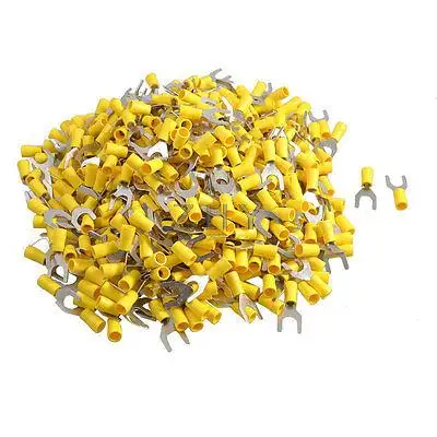 

500 Pcs SV5.5-8 AWG 12-10 Yellow Pre Insulated Fork Terminals Connector