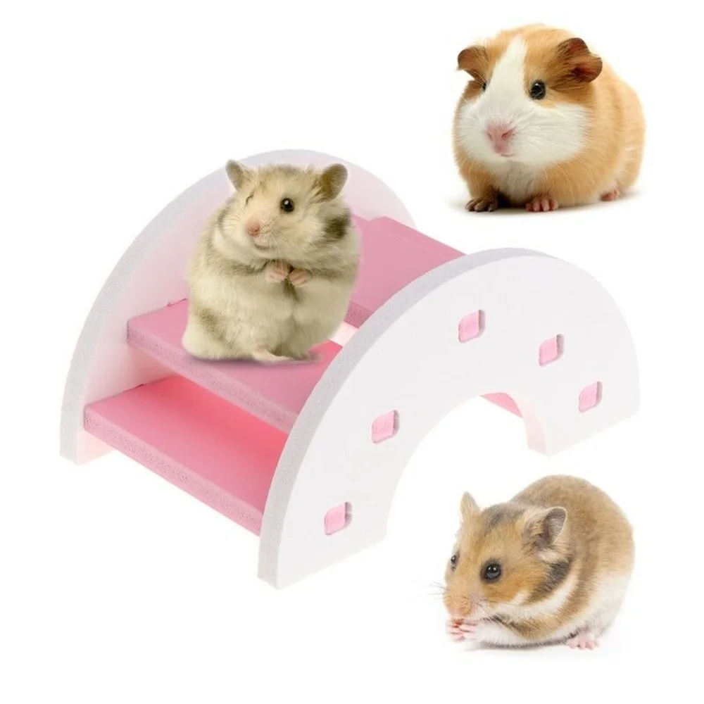 

Hamster Wooden Bridge Toy Colorful Mini Stairs Make Small Pet Hamster Climb Sport Wood Hamster Interactive Toy