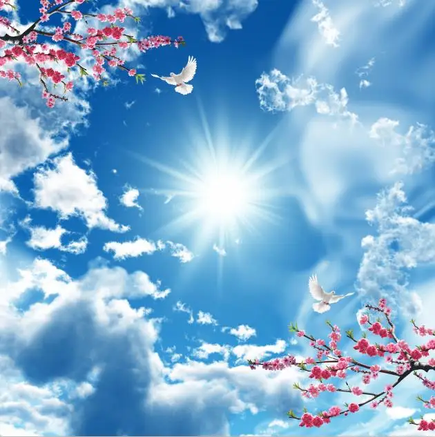 

85 Fantastic Blue Sky Printing Ceiling Film Pigeon Playing in the Sky Stretch Ceiling Film