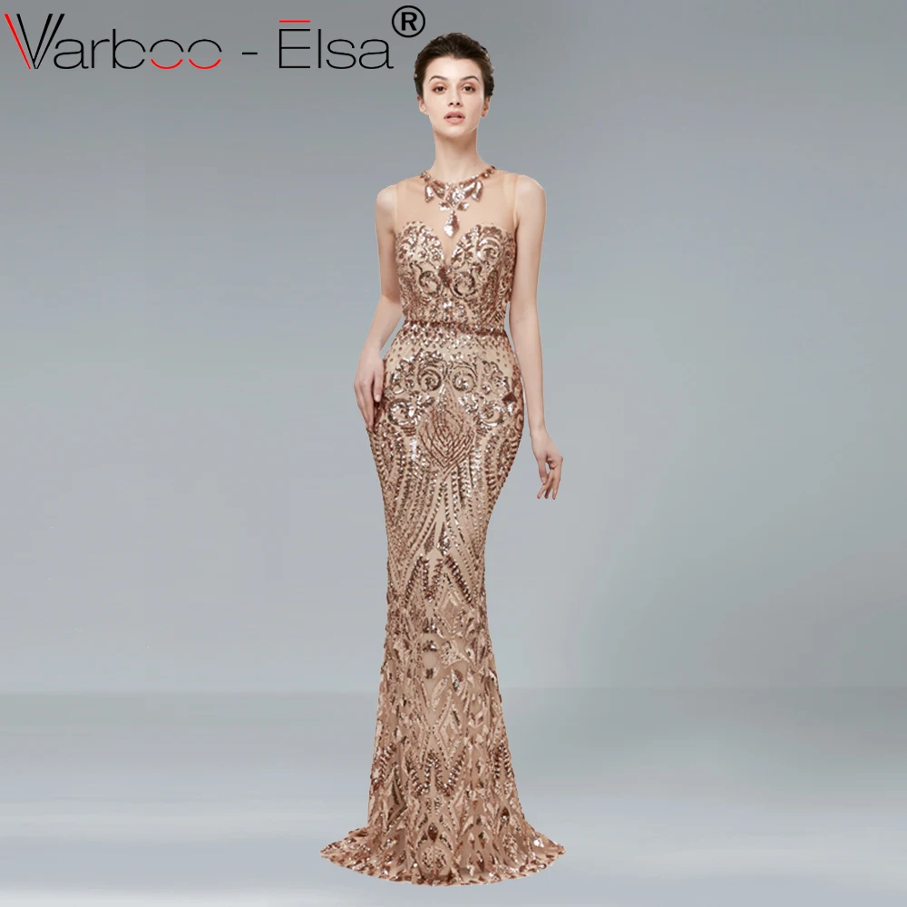 

VARBOO_ELSA 2018 New Elegant Luxury Sequine Evening Dress sexy Mermaid Long Prom Dress robe soiree Special Occasion Party Dress