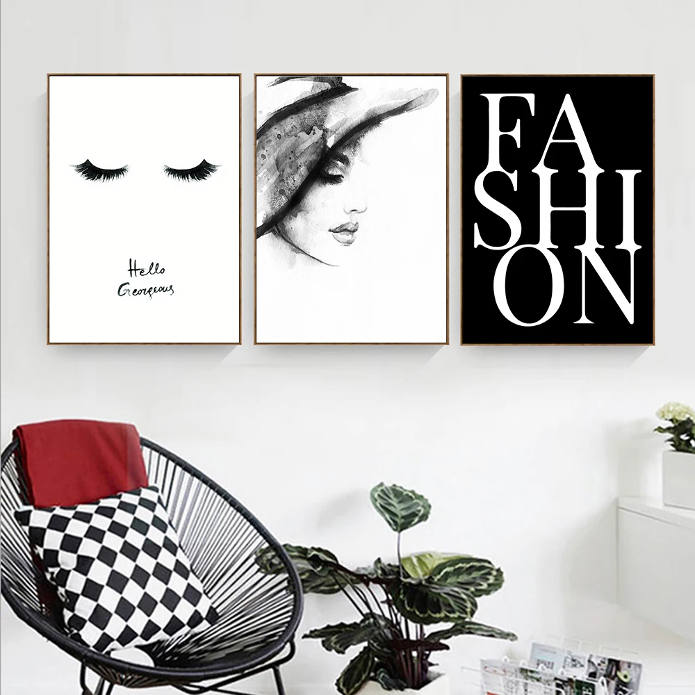 

Abstract Modern Canvas Lady Women Eyebrows Wall Art Fashion Quotes Salon Wall Paintings Pictures for Living Room Unframed
