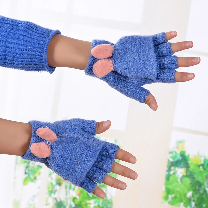 

Autumn Winter Warm FemaleB Gloves Half Finger Gloves