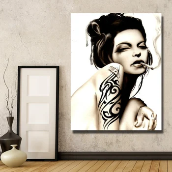 

Large size Handpainted Oil Painting on Canvas Smoking Nude sexy girl Reproduction Brian wall art picture for home decor
