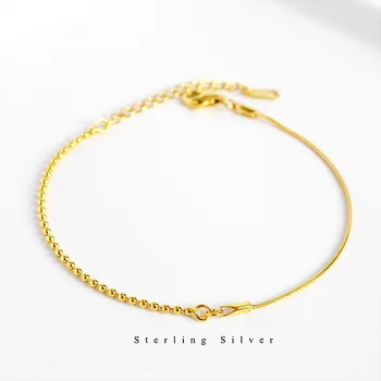 

Silvology 925 Sterling Silver Asymmetry Bracelets Round Bead Snake Chain Wild Sexy Bracelets for Women 2019 Fashionable Jewelry