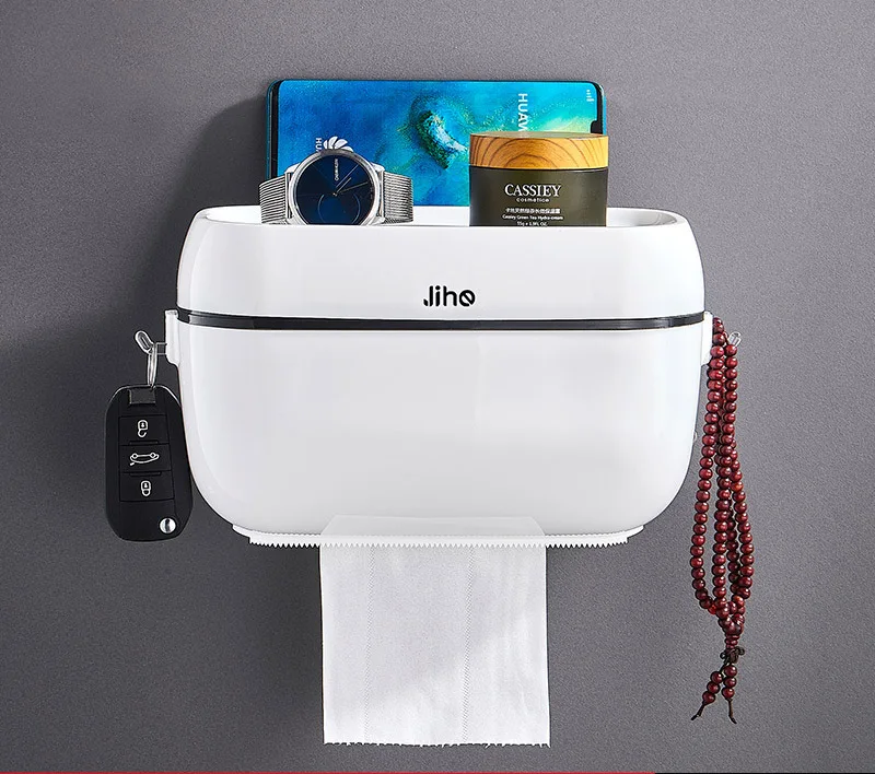 Салфетки для отеля для ресторана здравоохранения коробки катушки туалеты коробки настенный водонепроницаемый Туалет держатель бумажных полотенец перфорация - Цвет: white