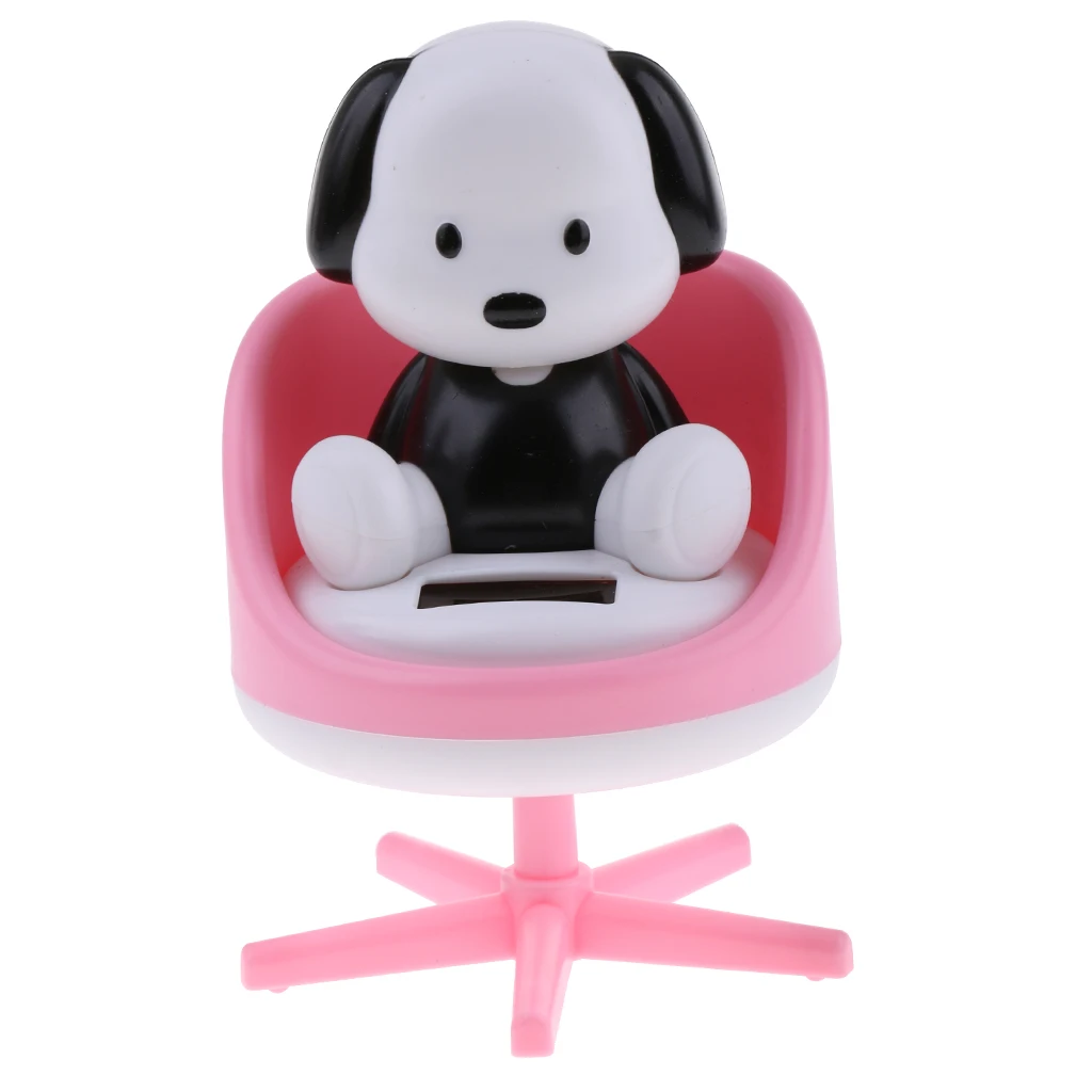 Adorable Plastic Solar Powered Toys Noding Head Figurine Model Home Car Ornament Panda Novelty Gag Toys for Kids Birthday Gift
