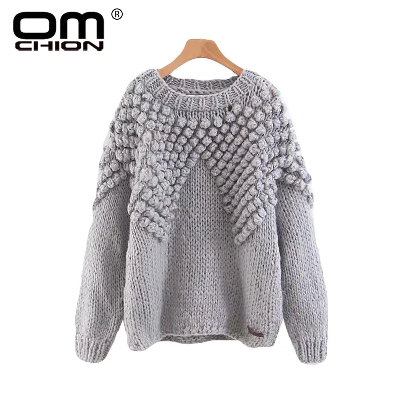 

OMCHION Sueter Mujer 2018 Autumn O Neck Long Sleeve Korean Mohair Sweater Women Casual 3D Floral Pullover Solid Knitwear LMM139