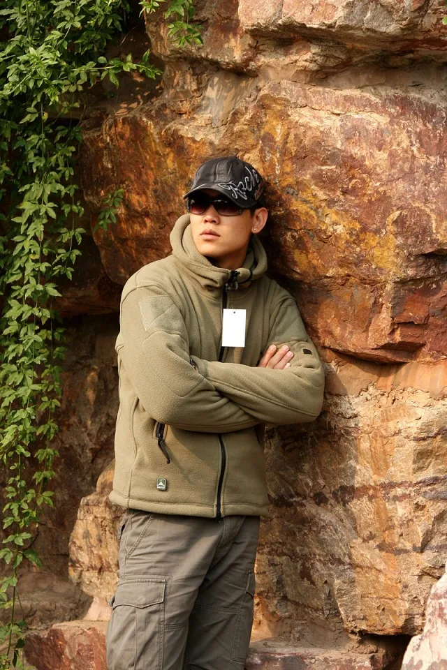 TAD jacket military tactical jacket for men hoodied fleece warm jacket outdoor combat coat army green GRAY BK SAND (7)