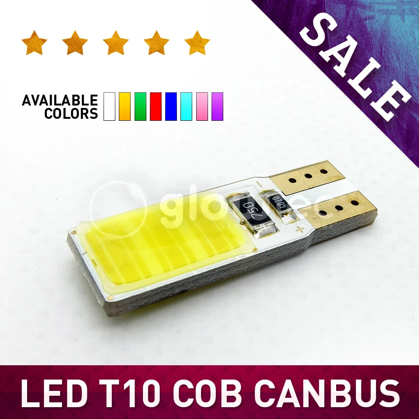 

1pc High Power T10 W5W LED COB W16W T10 COB Canbus Error car Motorcycle light source stop brake Parking Bulb GLOWTEC