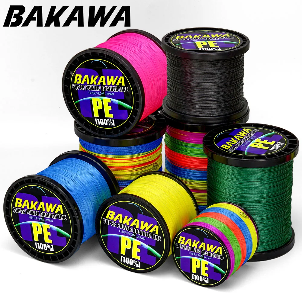 BAKAWA 8 braid 500M 300M 4 strands PE Braided Fishing Line 120 TO 10LB Multifilament Fishing Line cord linha multifilamento