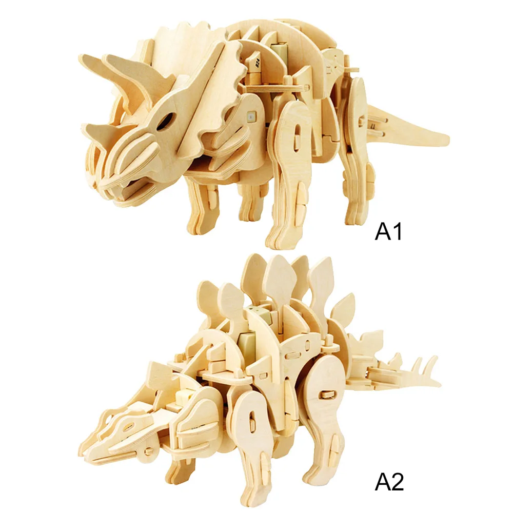 

Wooden Remote Control DIY Toys Mechanical Model Electric Puzzle Dinosaur Walking Triceratops For Children Cross-border Supply