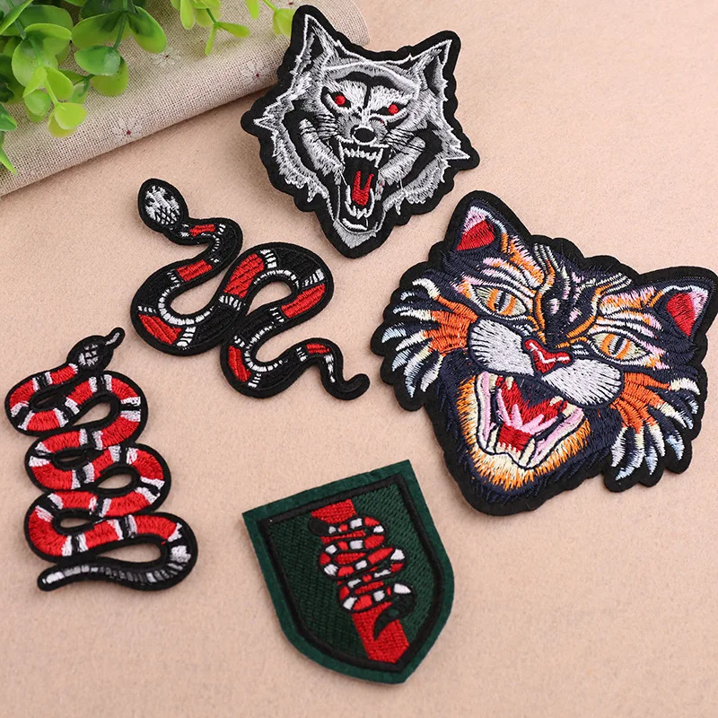 

Snake Embroidery Cloth Sticker Beast Embroidery Standard Tiger Head Clothes Decoration Patch Sticker