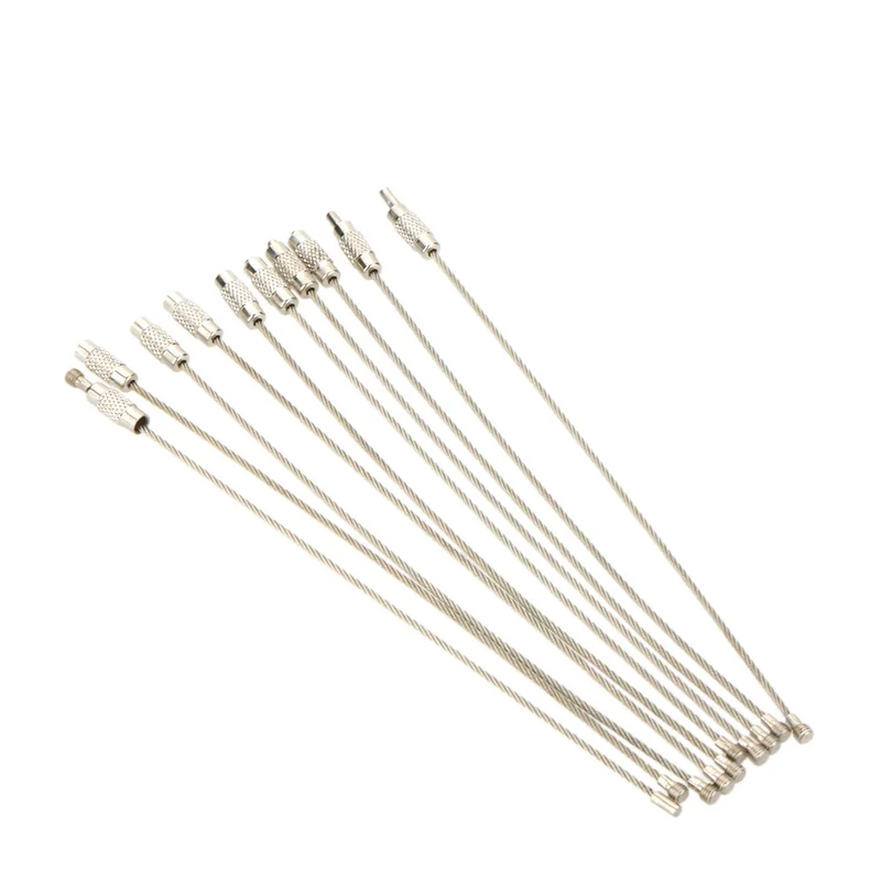 10 piece long wire rope buckle luggage tag wire buckle 17mm tag rope stainless steel keychain EDC tool hand tools