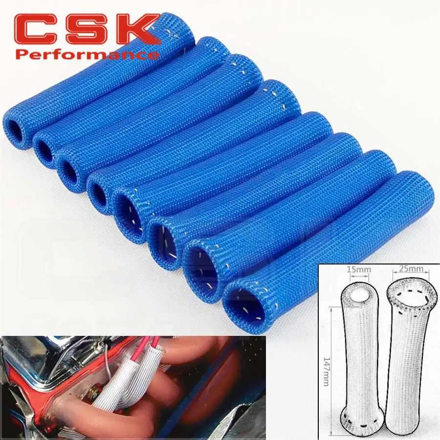 

8 PC SPARK PLUG WIRE INSULATOR PROTECTOR SHIELD BOOT SLEEVE Sleeving 1" INCH DIA BLUE
