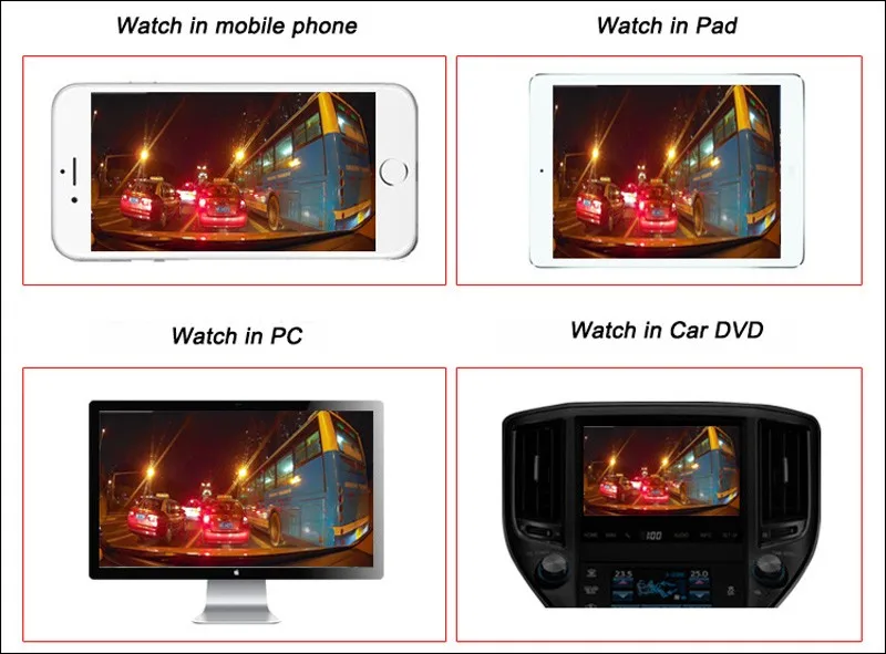 black box rear front mirror dvr Full HD 1080P Registrator Recorder Cycle Recording (10)