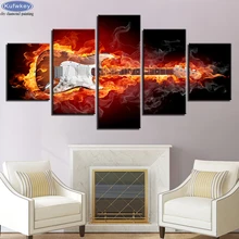 5D DIY алмазная живопись 5 панель пламя гитары музыка фото на заказ! Новая алмазная живопись полная круглая Дрель Стразы Вышивка