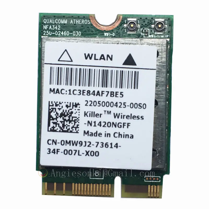 Убийца N1420NGFF 802.11ac + BT4.0 867 Мбит/с WiFi WLAN карта N1420 0MW9J2 NGFF для DELL ALIENWARE 15 17 Toshiba, Sony samsung