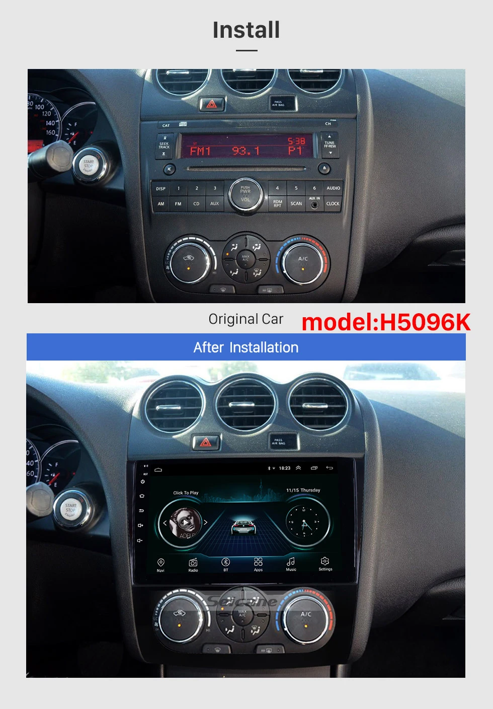 Seicane Android 8,1 Автомобильный gps стерео радио плеер для 2008-2012 Nissan Teana Altima Руководство A/C и авто A/C поддержка DVR wifi SWC