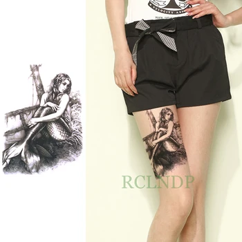 

Waterproof Temporary Tattoo Sticker Mermaid Fake Tatto Flash Tatoo Back body art Leg Arm belly big size for Women girl Men