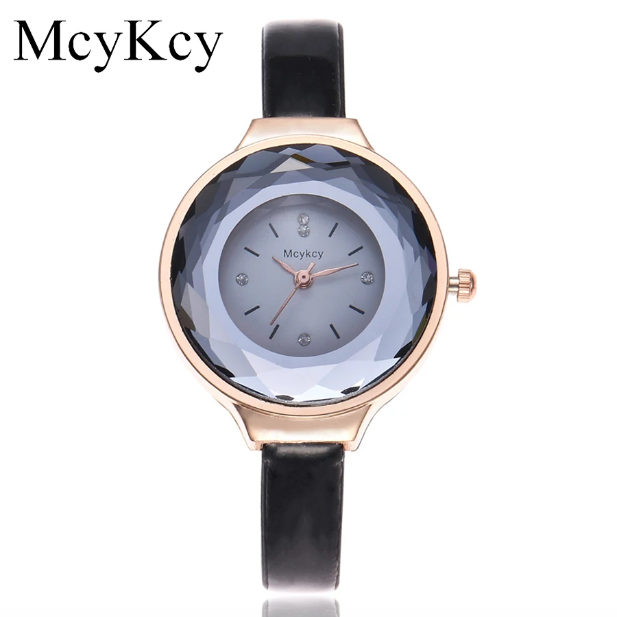 

McyKcy Brand Women Rhinestone Watch Luxury Rose Gold Fashion Leather Strap Quartz Watches Clock Relogio Feminino Drop Shipping