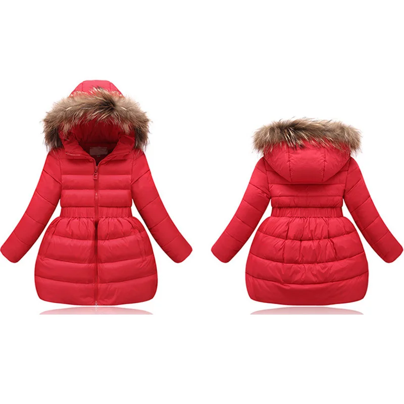 Модные зимние куртки-пуховики для девочек детские пальто с капюшоном теплая детская верхняя одежда на утином пуху