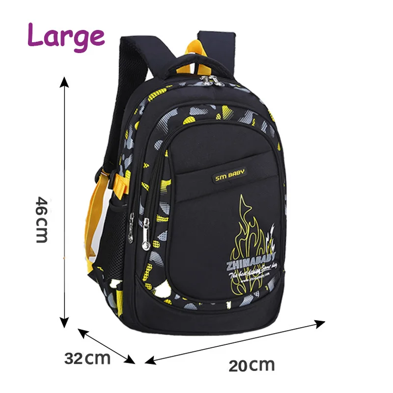Школьный рюкзак для детей, повседневные Рюкзаки из нейлона, большой размер, школьные сумки для студентов, От 7 до 14 лет, Водонепроницаемый Школьный рюкзак для мальчиков, детский рюкзак - Цвет: large yellow