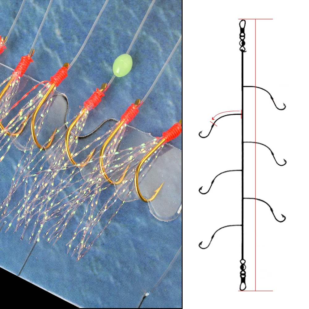 FISH KING 1-3 упаковки светящаяся Рыбная кожа Сабики крючок для соленой воды морские Сабики установки для лодки рыболовная креветка рыболовная приманка крючок Япония